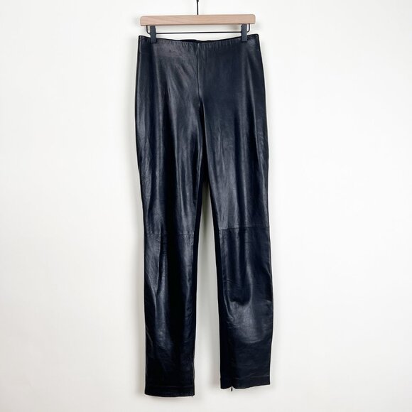 Danier Dana Leather Pants Straight Slim Tapered Leg Full Length High Rise Long - Picture 6 of 13